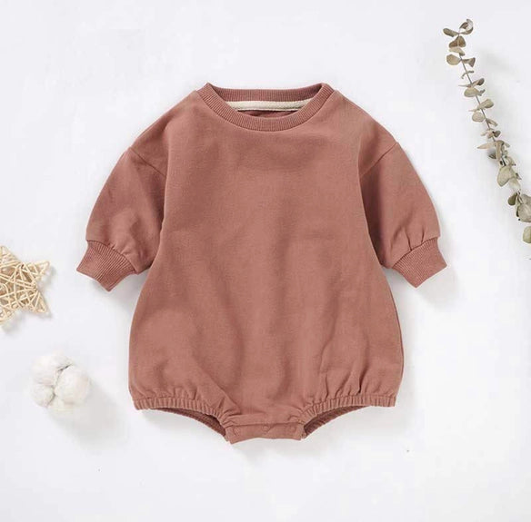 Rusty Red French Terry Bubble Romper