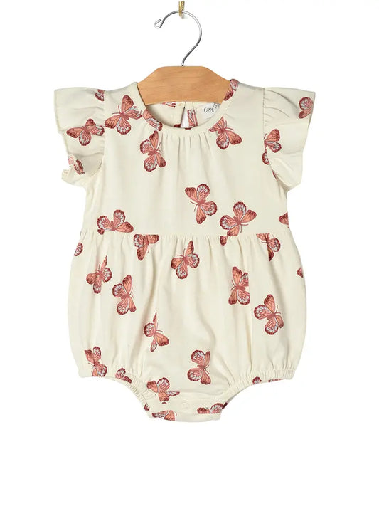 Short Spring Butterfly Flutter Sleeve Romper