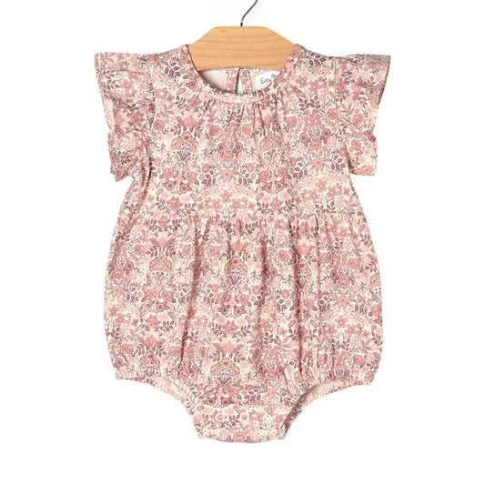 Short Spring Bouquet Flutter Sleeve Romper