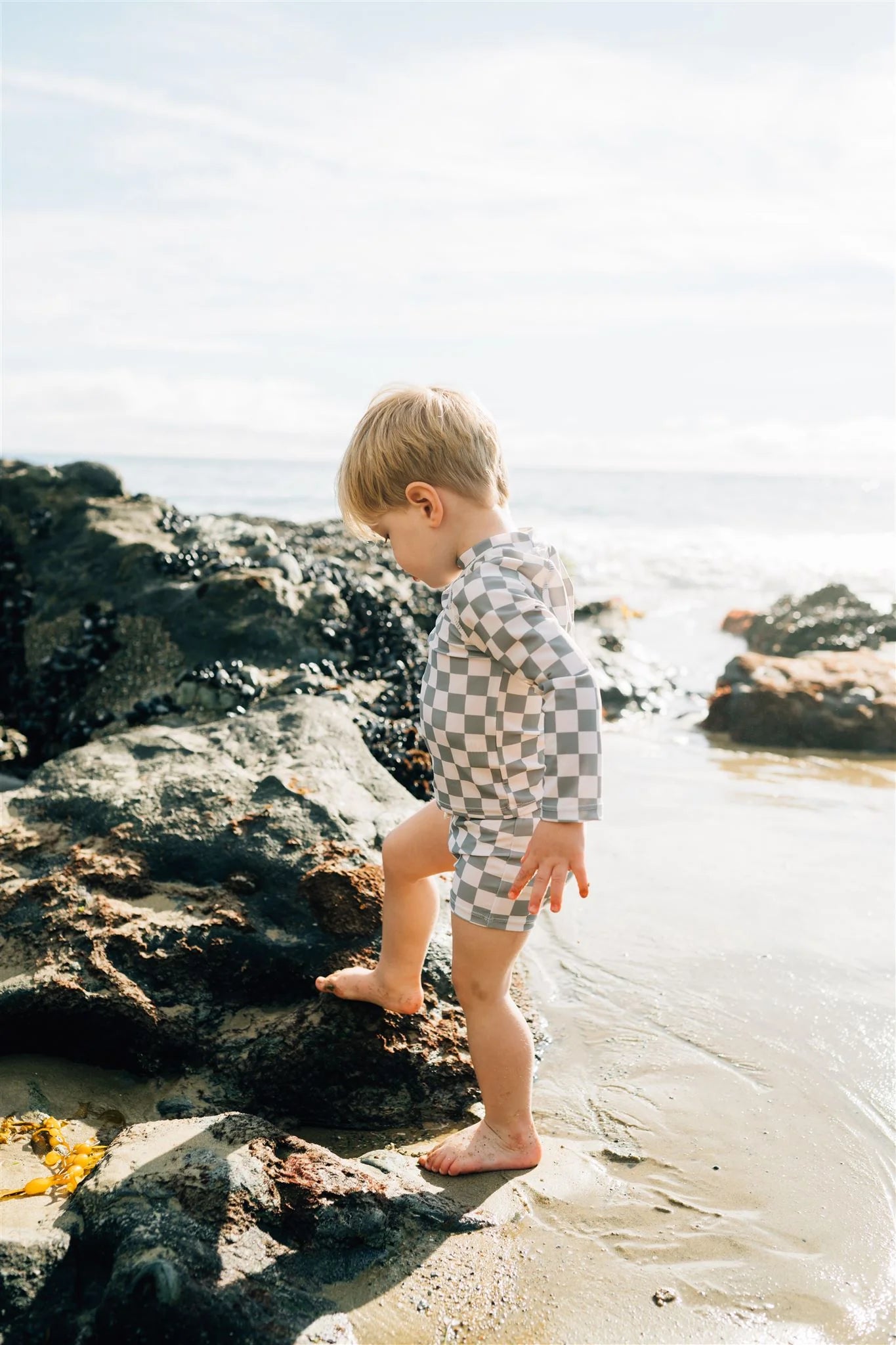 Light Green Checkered Swim Set