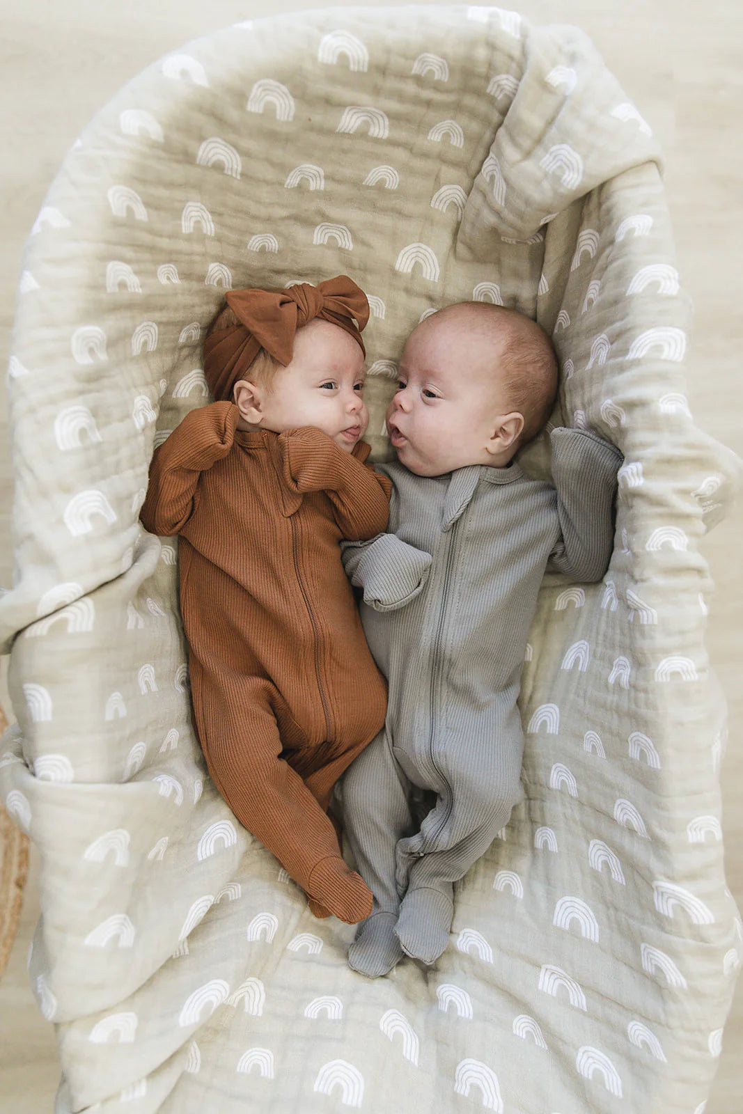 Rust Organic Ribbed Footed Sleeper