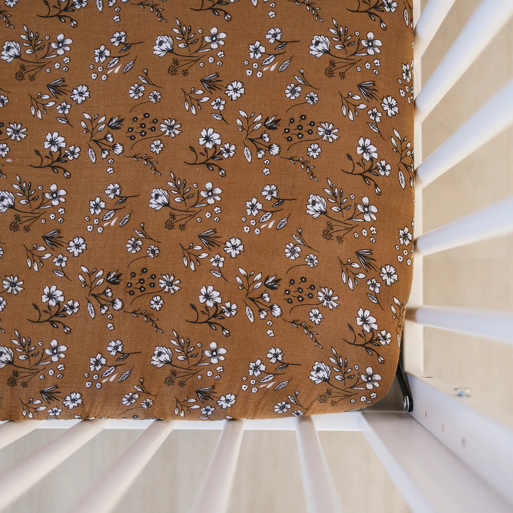 Vintage Floral Muslin Crib Sheet