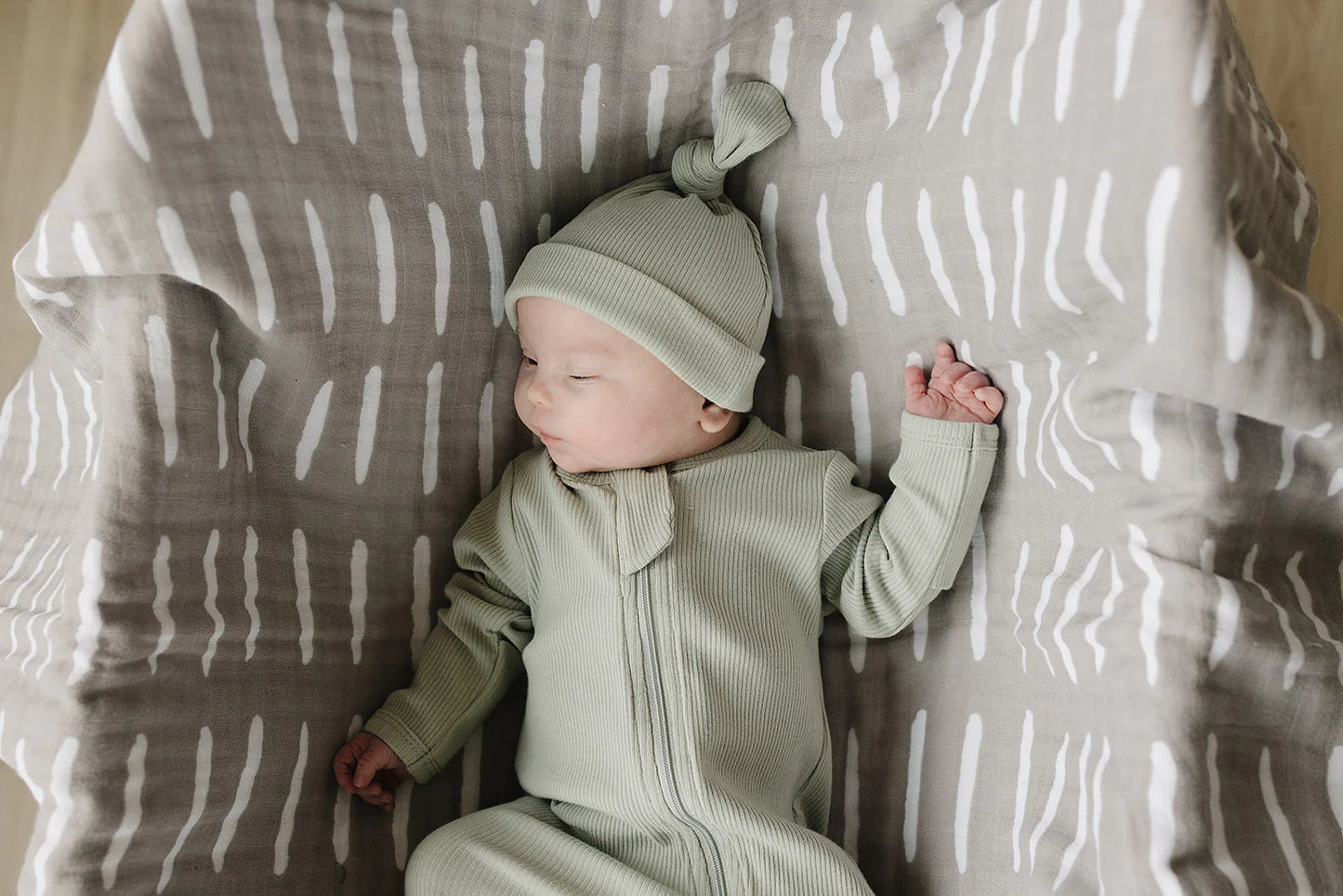 Ribbed Organic Sage Newborn Hat