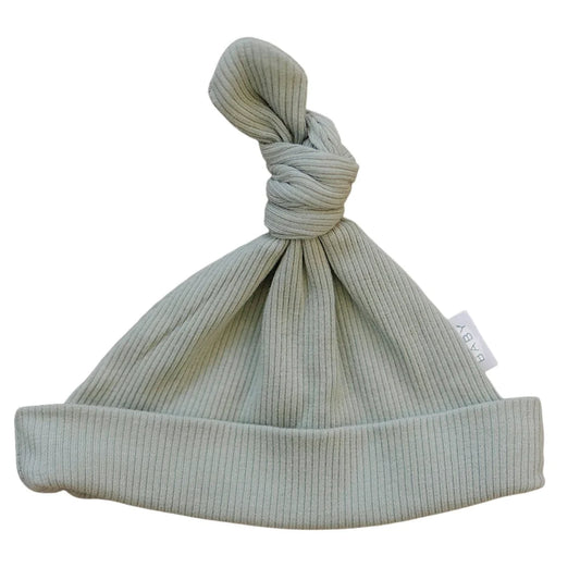 Ribbed Organic Sage Newborn Hat