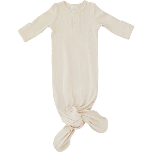 Vanilla Organic Cotton Ribbed Knot Gown