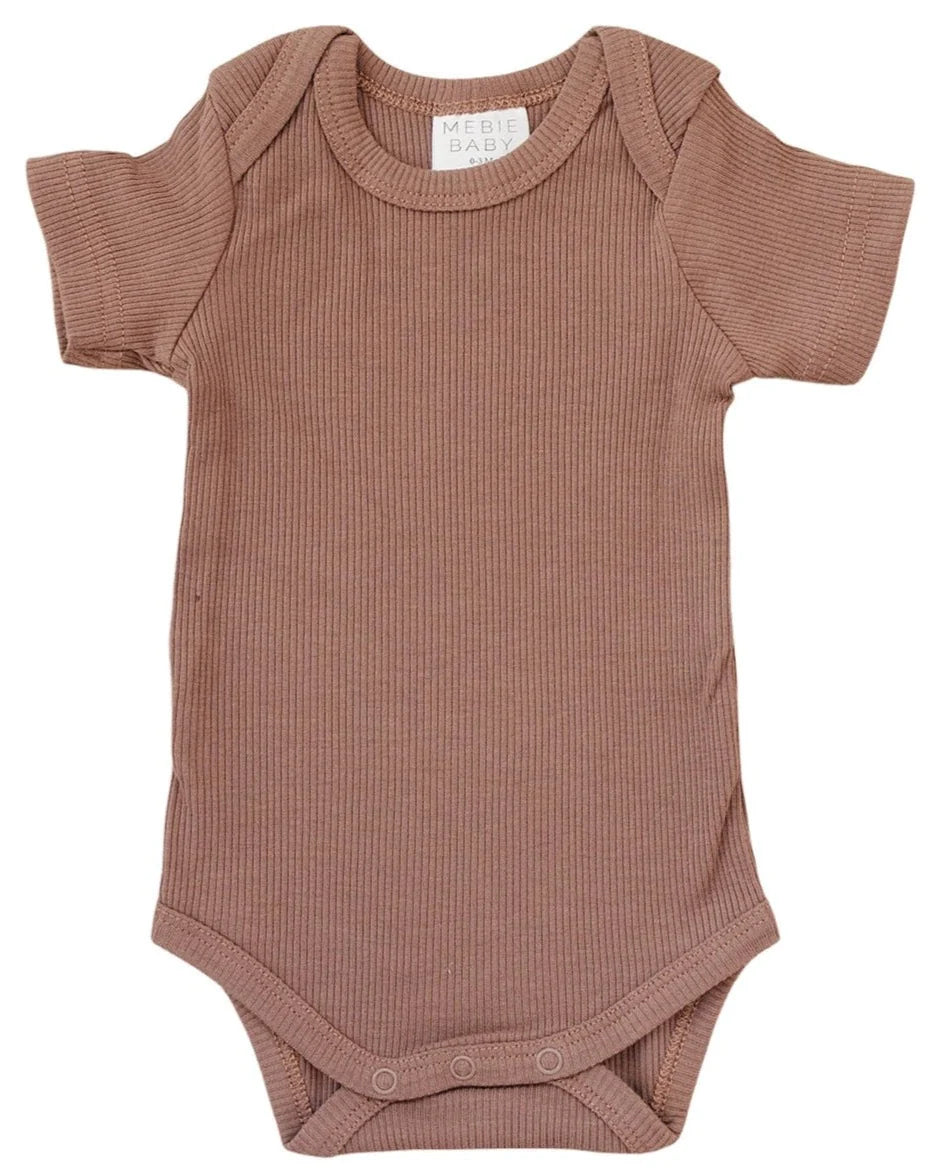 Dusty Rose Organic Cotton Short Sleeve Ribbed Bodysuit