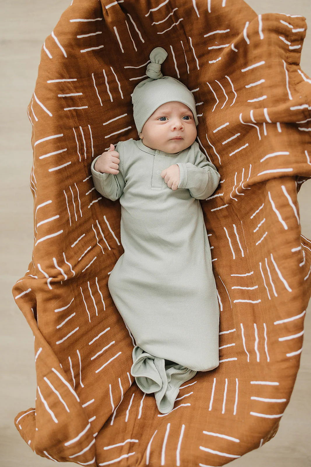 Ribbed Organic Sage Newborn Hat