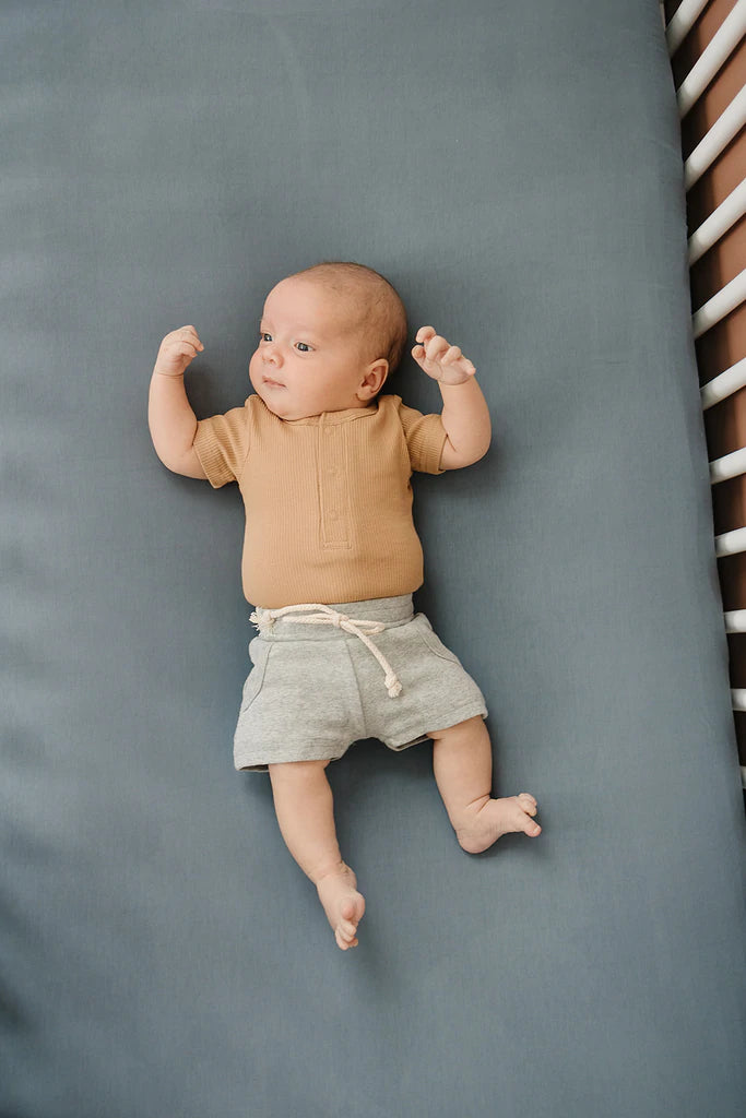 Dusty Blue Stretch Crib Sheet