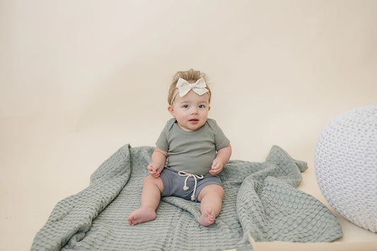 Green Organic Cotton Short Sleeve Ribbed Bodysuit