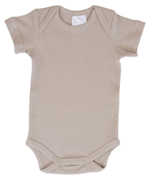 Oatmeal Organic Cotton Short Sleeve Ribbed Bodysuit