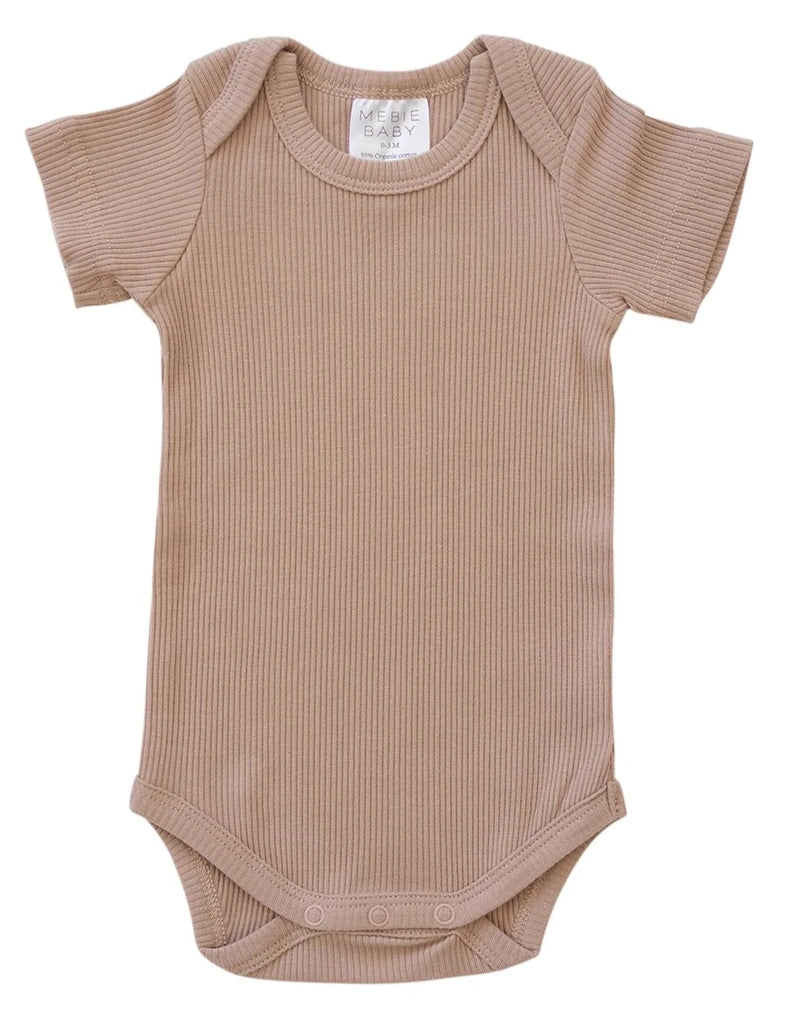 Pale Pink Organic Cotton Short Sleeve Ribbed Bodysuit
