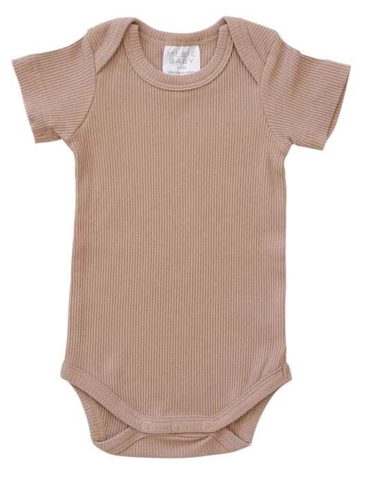 Pale Pink Organic Cotton Short Sleeve Ribbed Bodysuit