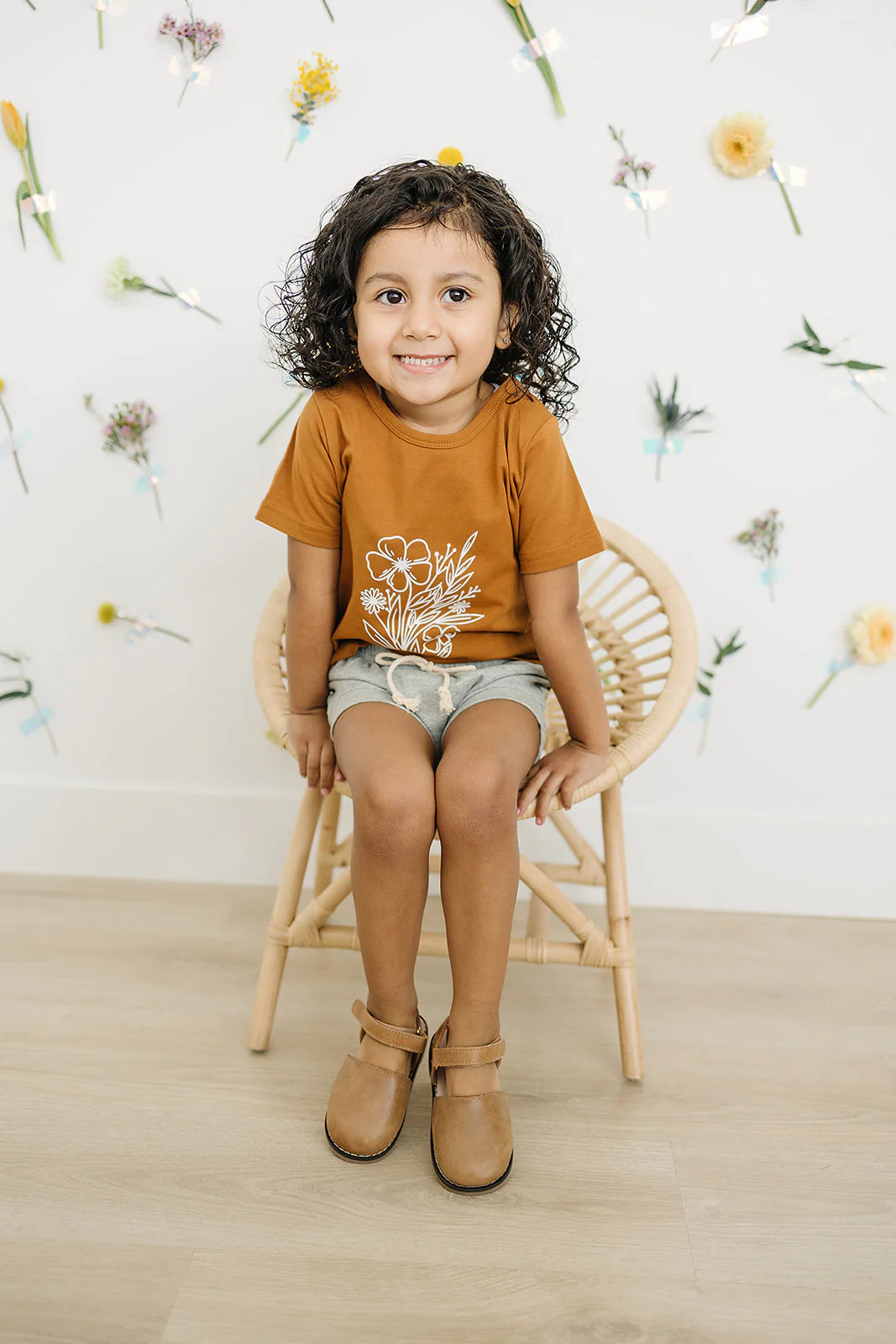 Mustard Floral Tee + Shorts Set