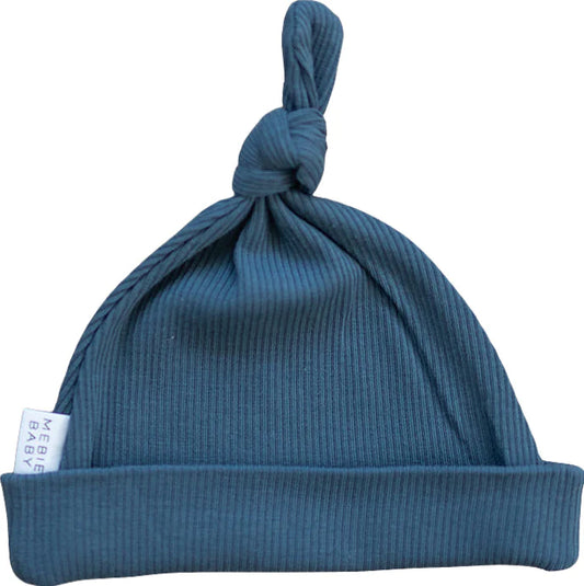 Navy Organic Ribbed Newborn Hat