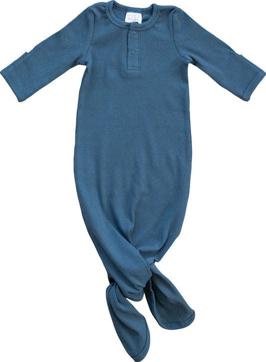Navy Organic Cotton Ribbed Knot Gown