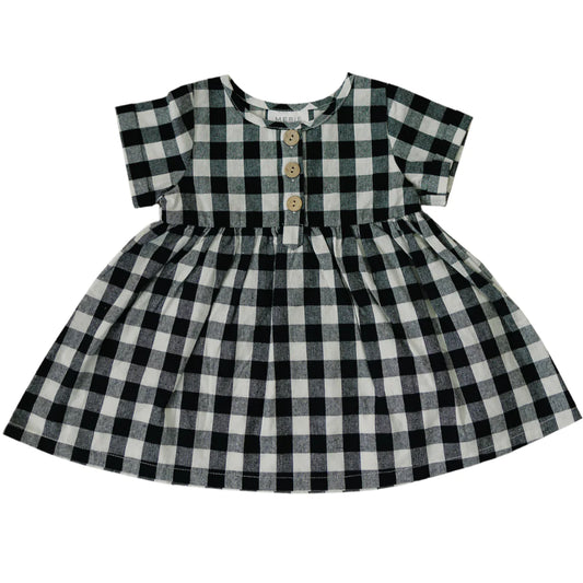 Black + White Checkered Lined Dress