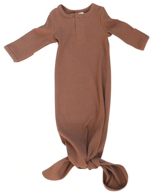 Rust Organic Cotton Ribbed Knot Gown