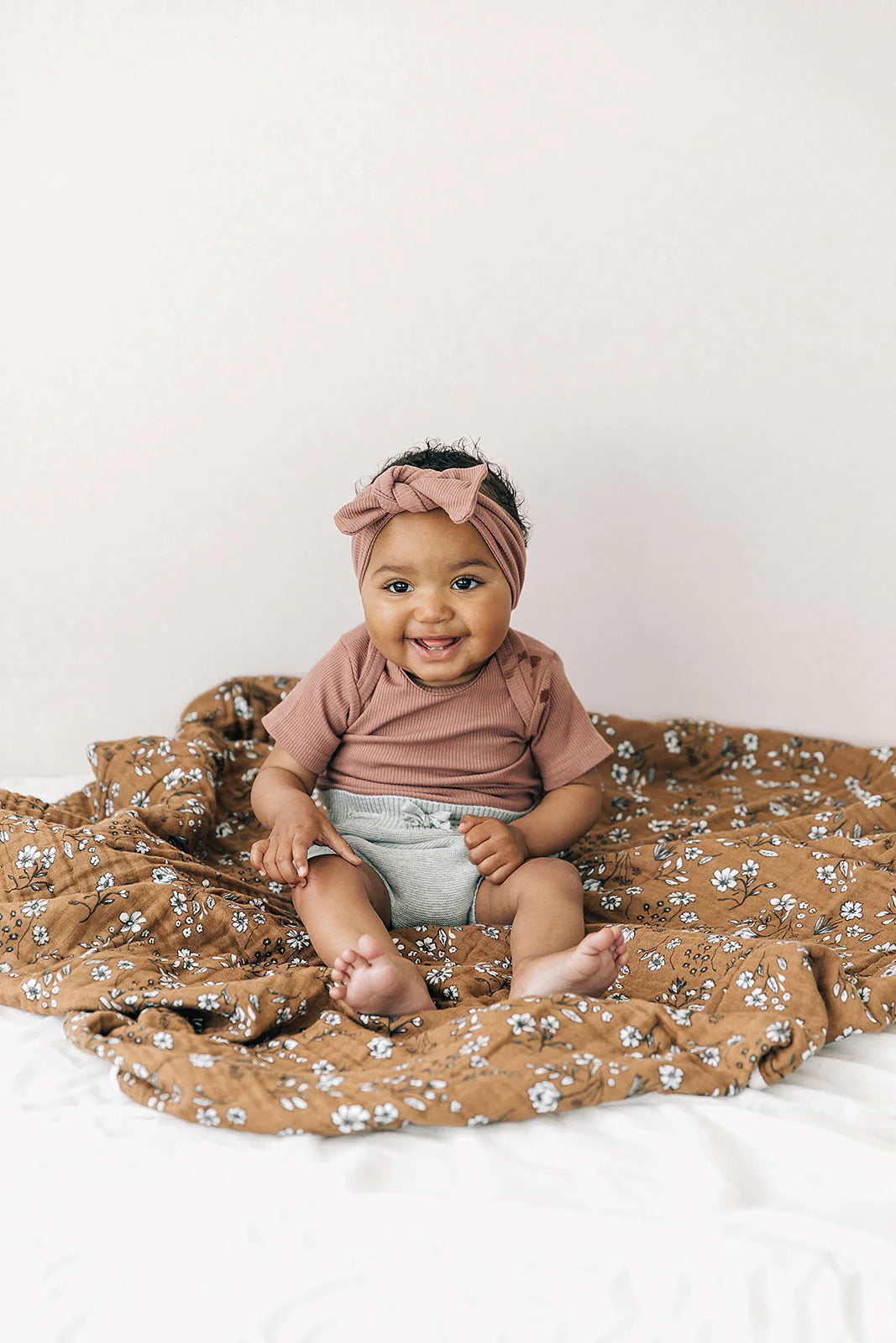 Dusty Rose Organic Cotton Short Sleeve Ribbed Bodysuit