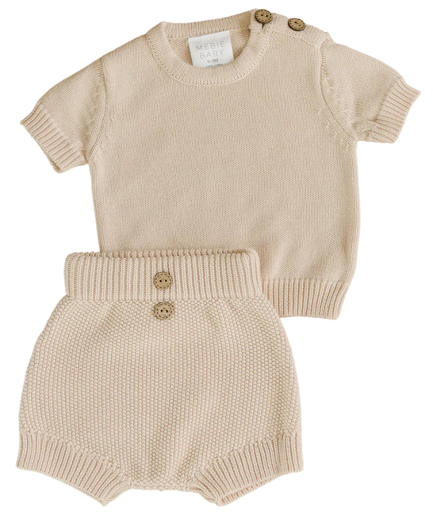 Vanilla Knit Button Top + Shorts Set