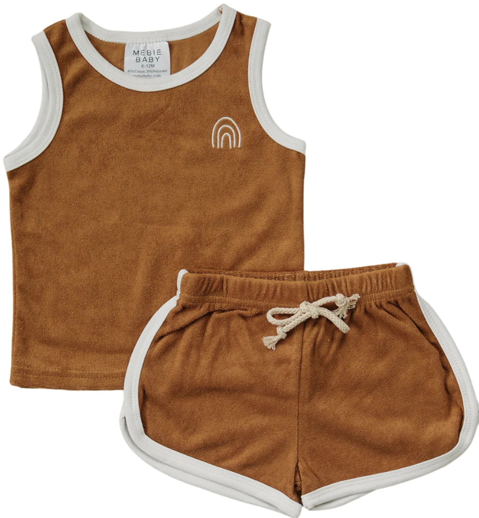 Mustard Terry Cloth Tank + Shorts Set
