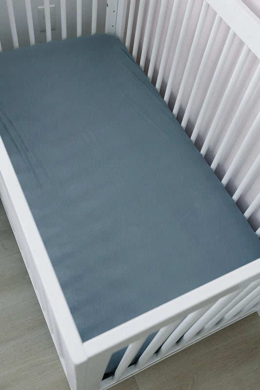 Dusty Blue Stretch Crib Sheet