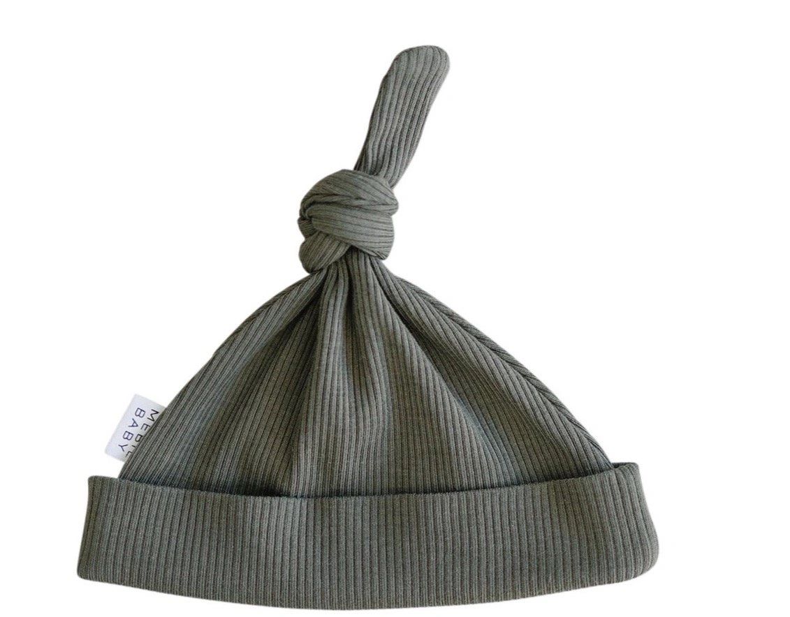 Ribbed Organic Olive Newborn Hat
