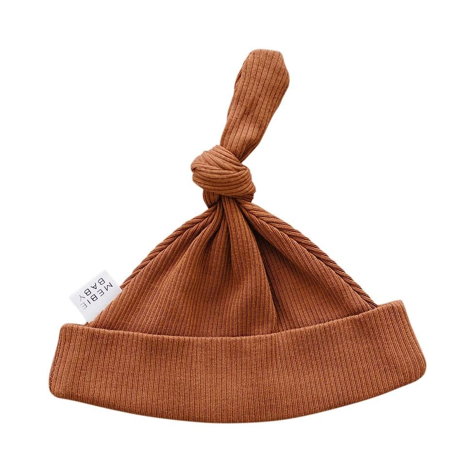 Ribbed Organic Rust Newborn Hat