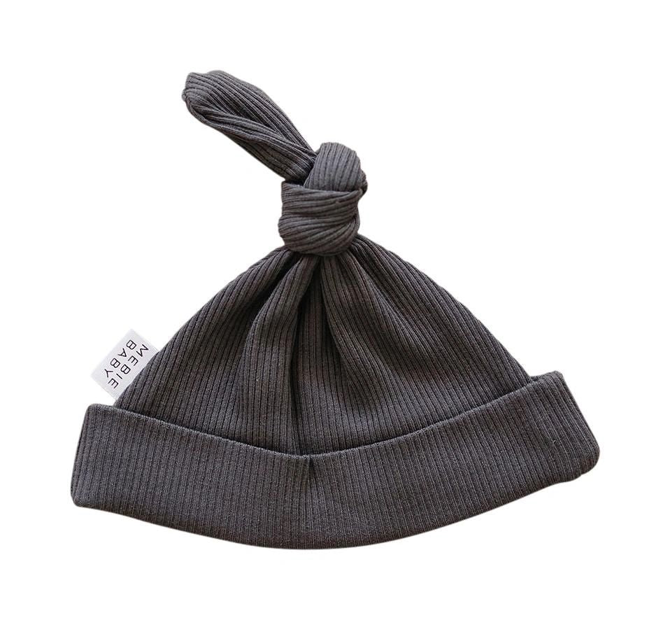 Ribbed Organic Charcoal Newborn Hat