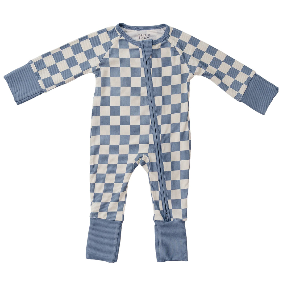 Blue Checkered Ribbed Bamboo Sleeper