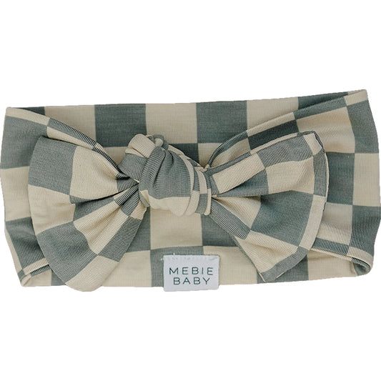Green + Cream Checkered Head Wrap