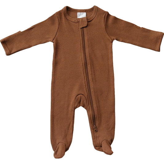 Rust Organic Ribbed Footed Sleeper