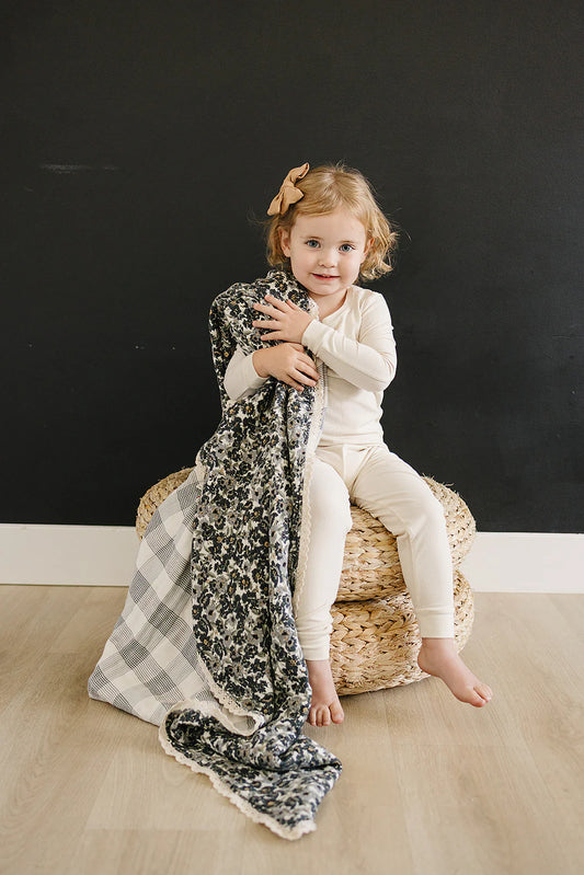 Liberty Floral + Coastal Plaid Muslin Quilt