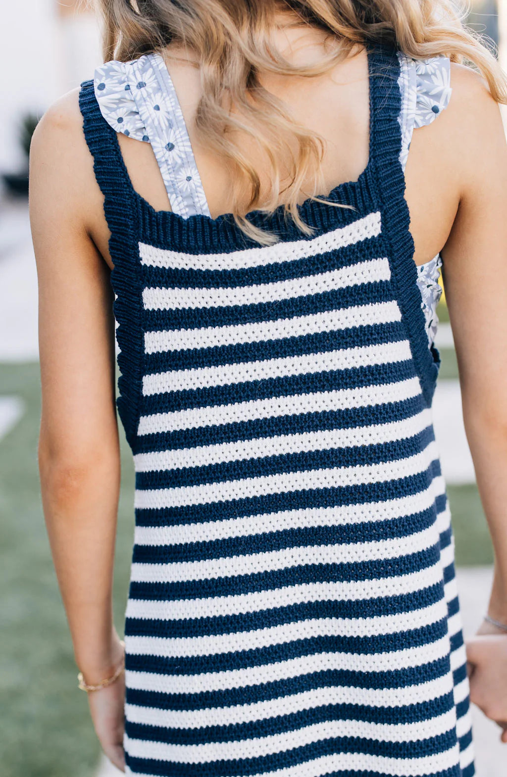Navy Striped Knit Tank Dress