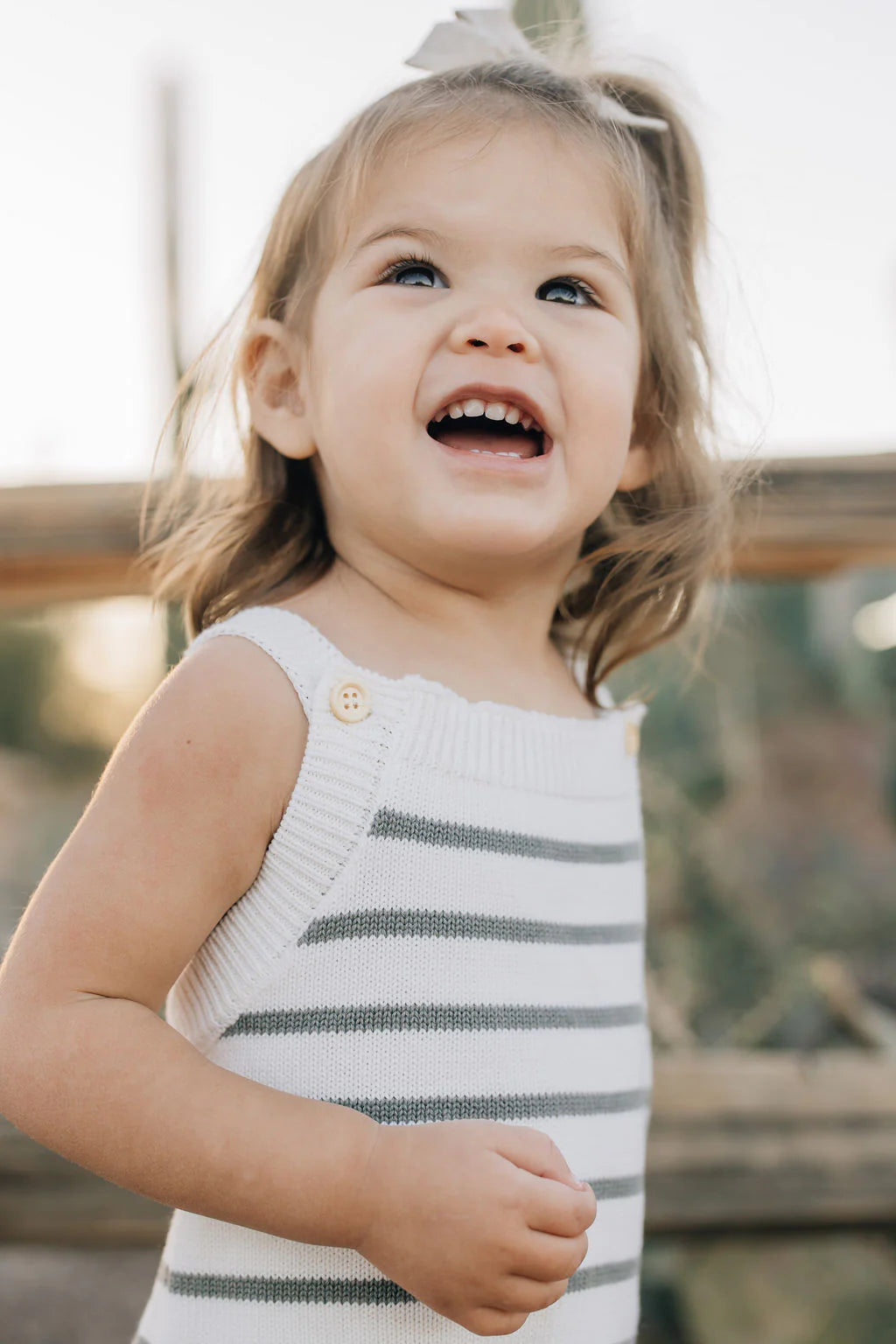 Sage Striped Knit Romper