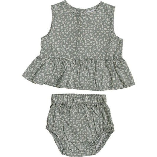 Green Floral Peplum Set