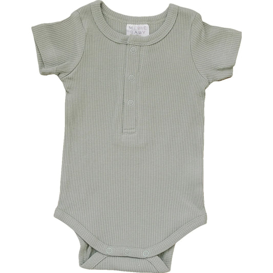 Sage Ribbed Organic Bodysuit with Snaps