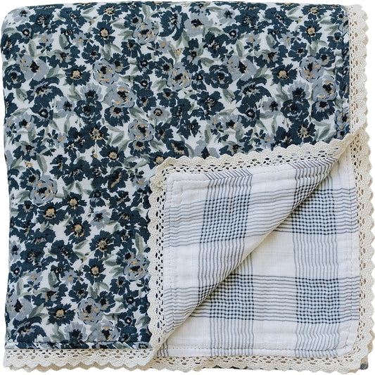 Liberty Floral + Coastal Plaid Muslin Quilt