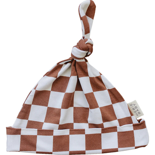 Rust Checkered Bamboo Newborn Hat