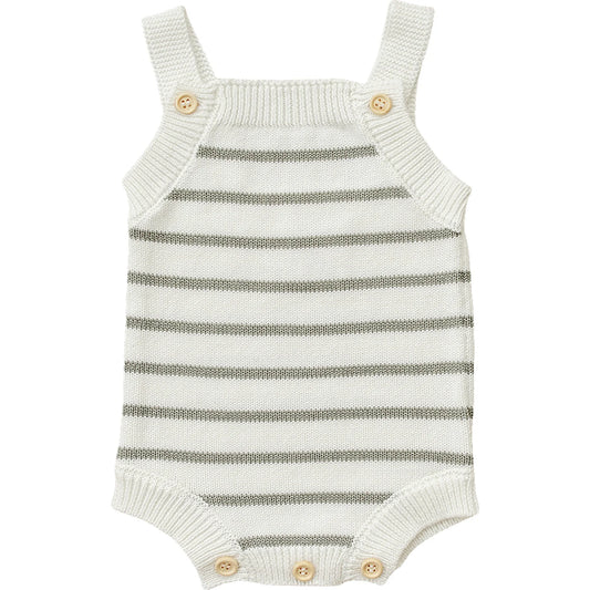 Sage Striped Knit Romper
