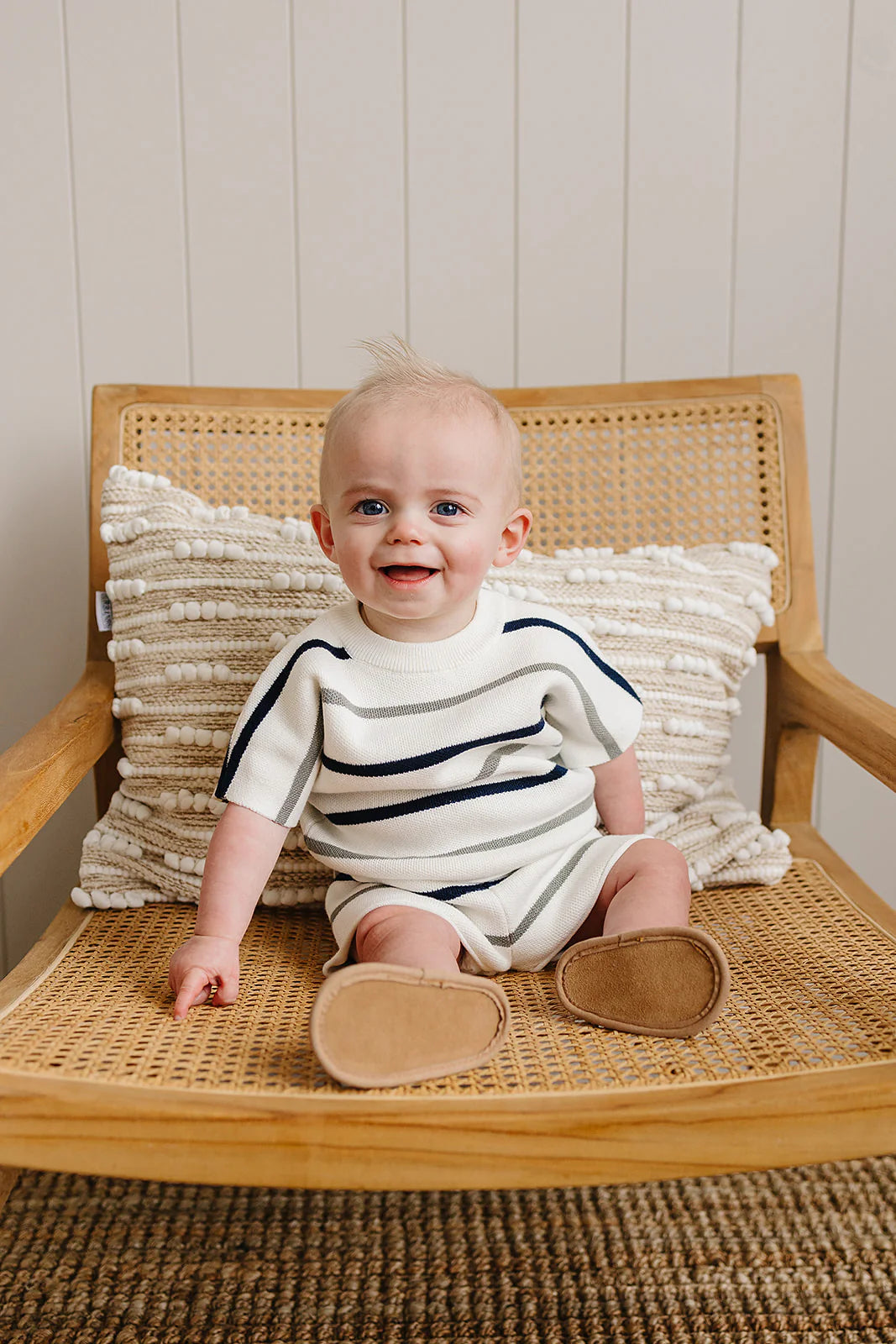 Sage + Navy Striped Knit Set