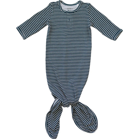 Navy Striped Ribbed Bamboo Knot Gown