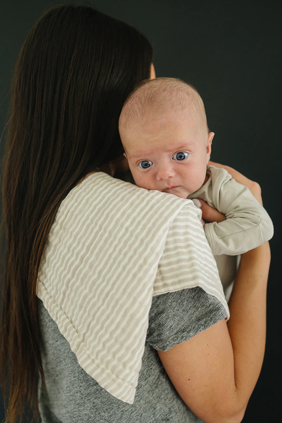 Taupe Striped Muslin Burp Cloth