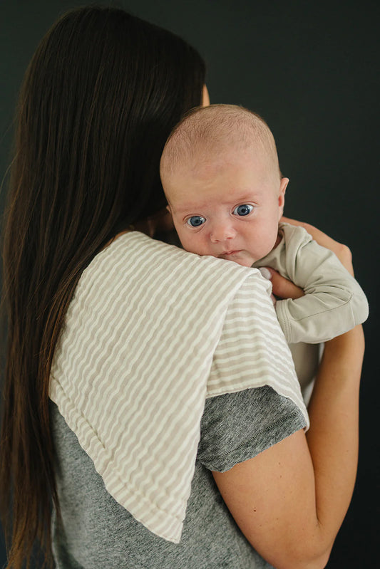 Taupe Striped Muslin Burp Cloth