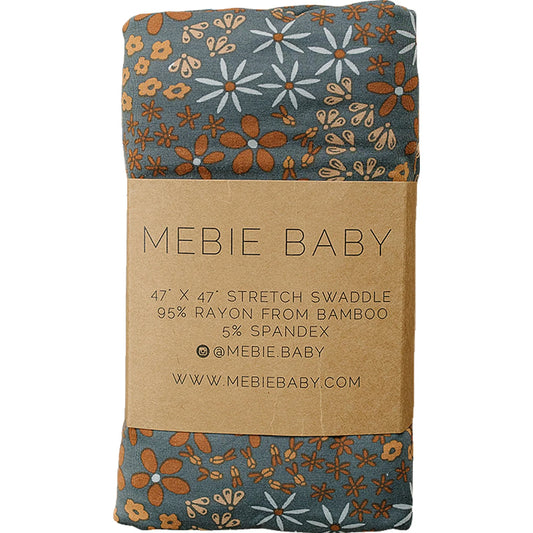 Navy Floral Stretch Swaddle