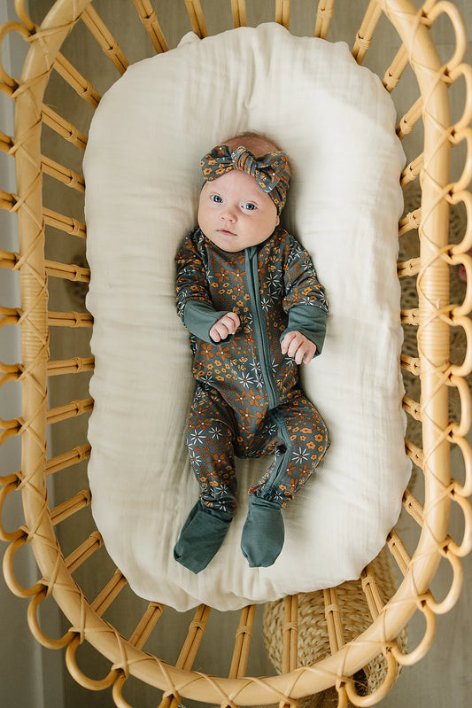 Navy Floral Bamboo Sleeper