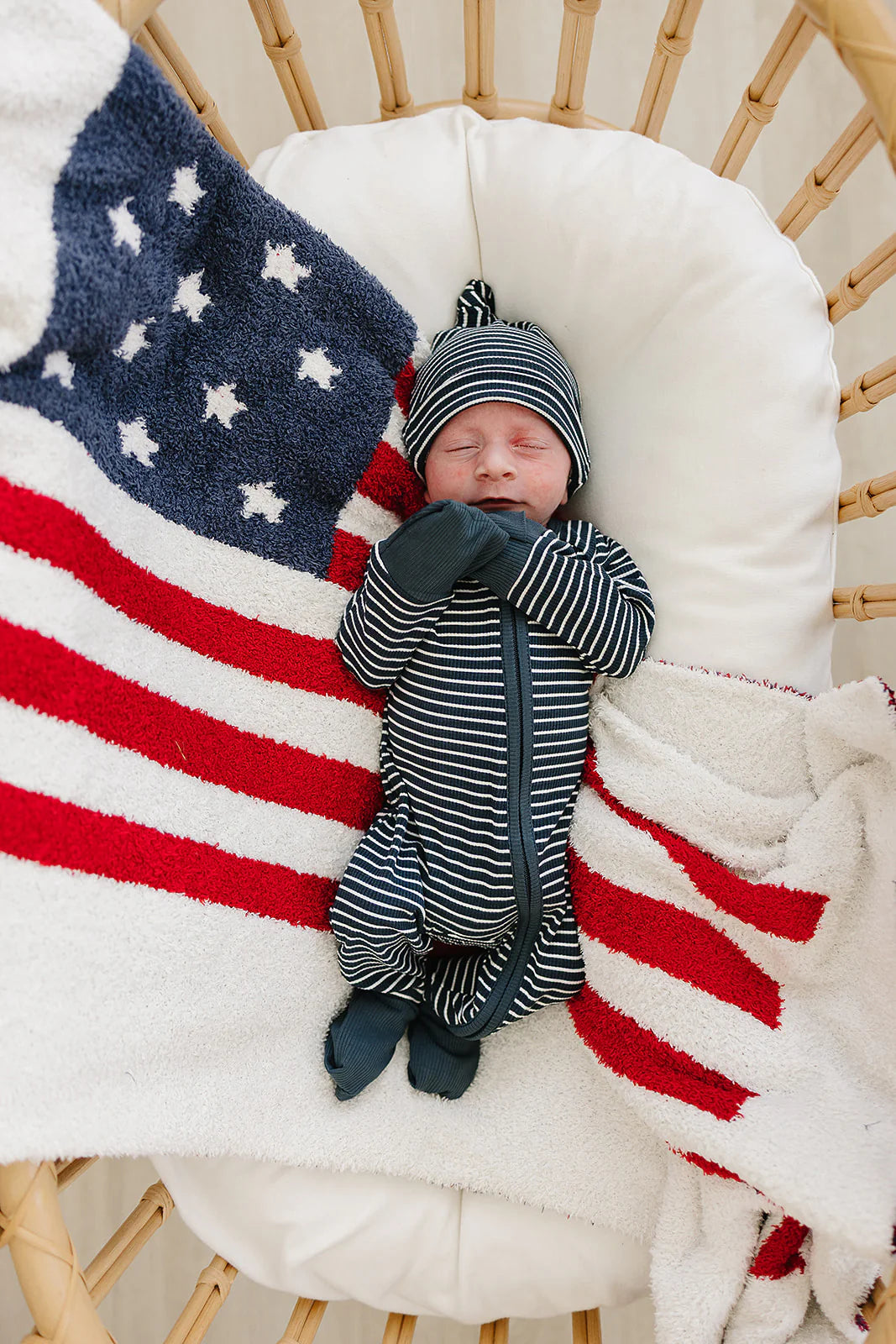 Navy Striped Ribbed Bamboo Sleeper