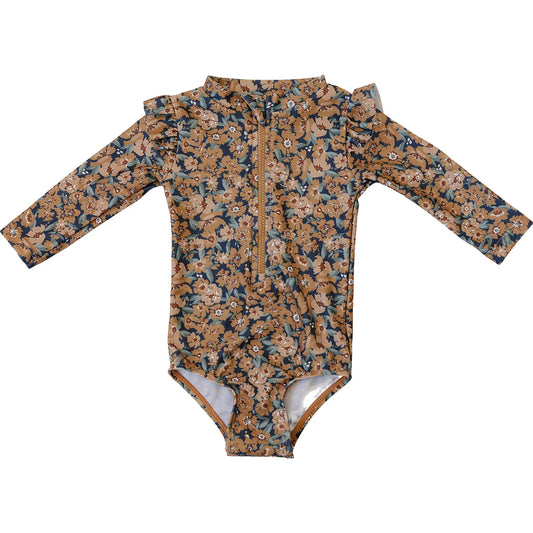 Venetian Long Sleeve Ruffle Swimsuit