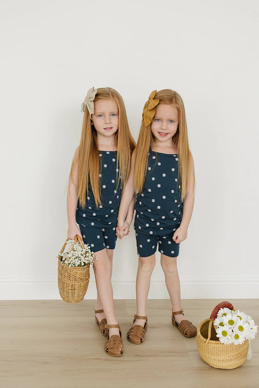 Navy Daisy Biker Set