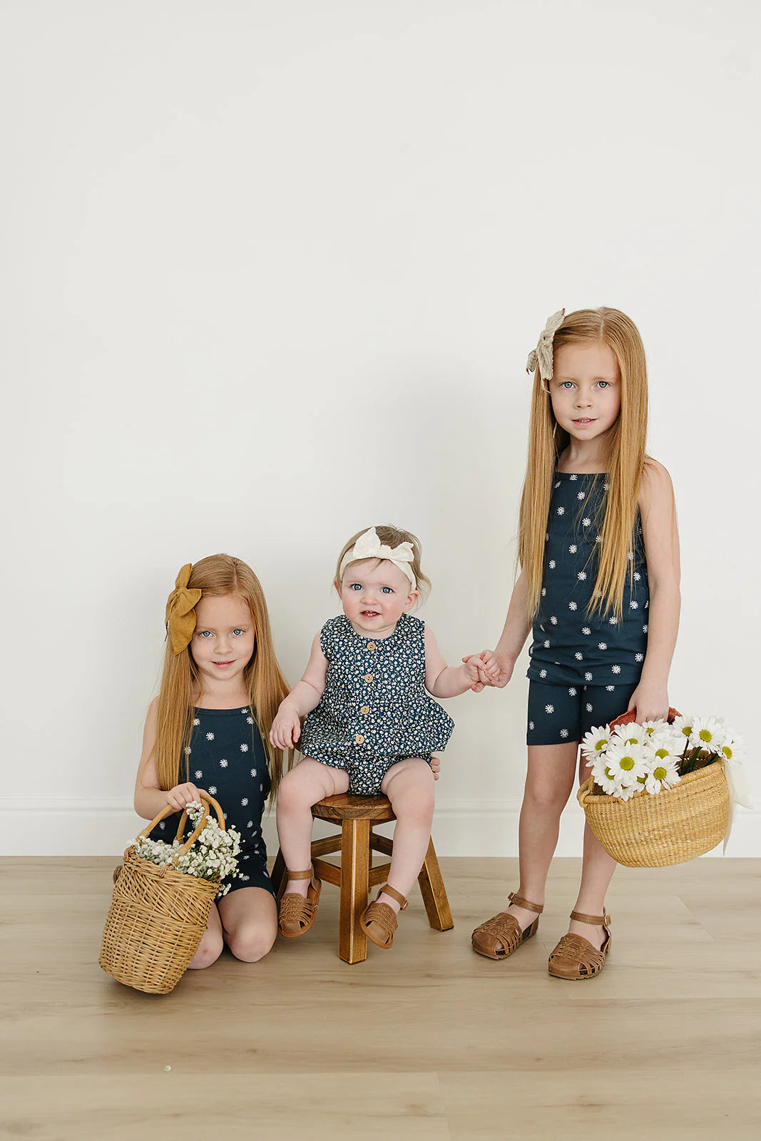 Navy Daisy Biker Set