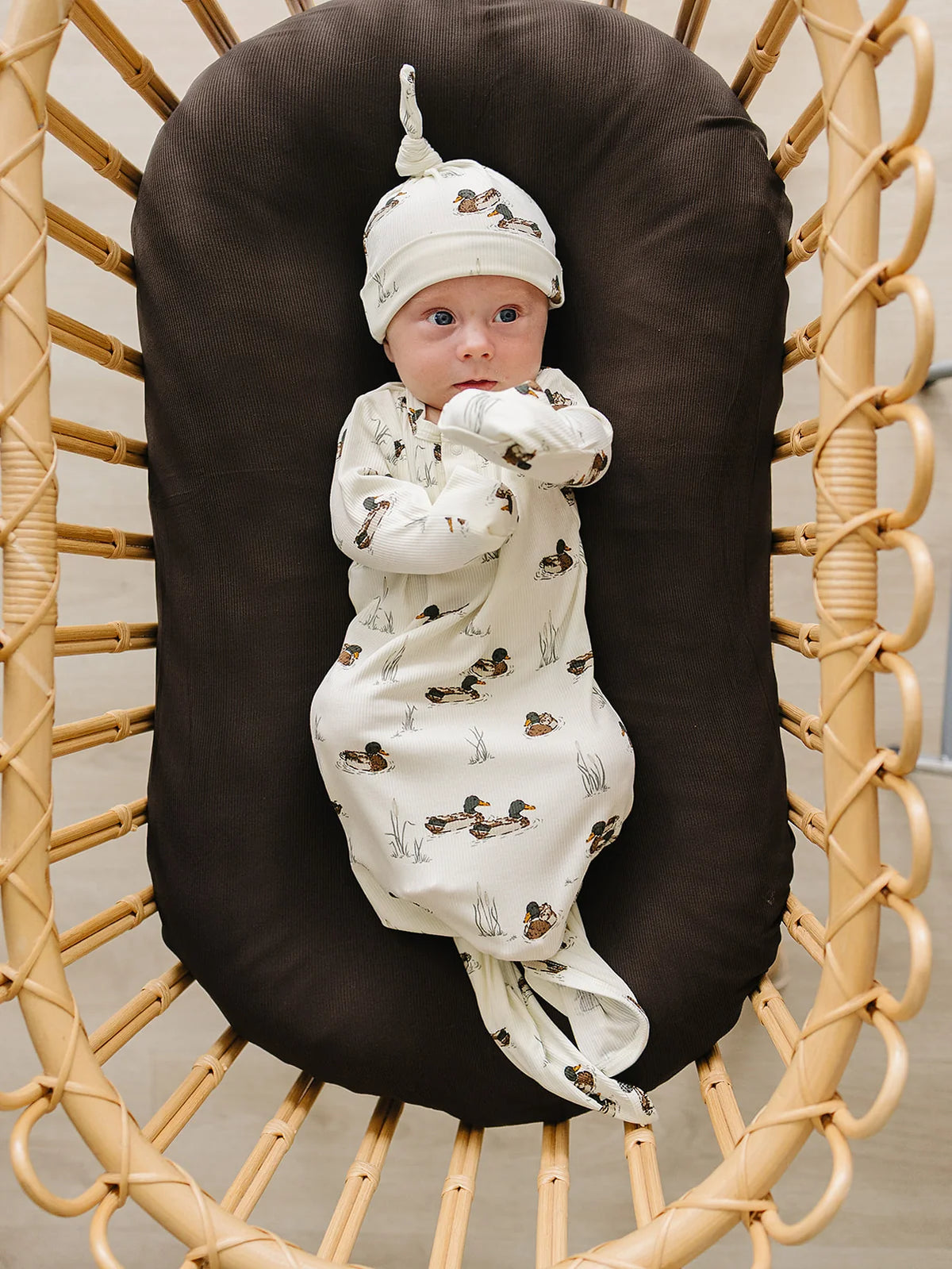 Ducks Ribbed Bamboo Newborn Hat